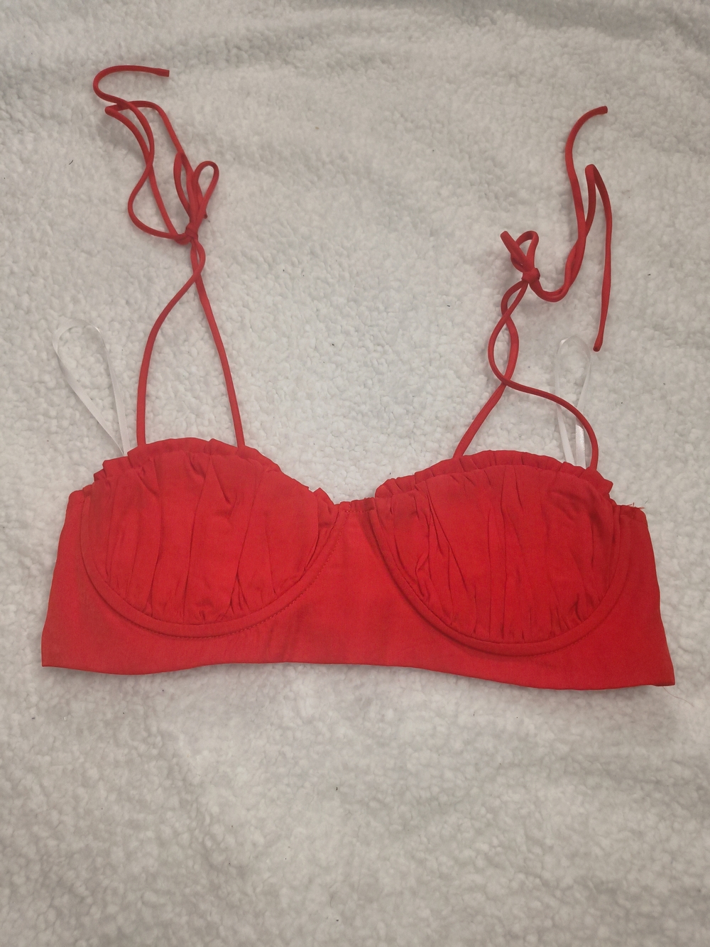 Princess Polly Red Ruched Balconette Bralette with Tie Straps